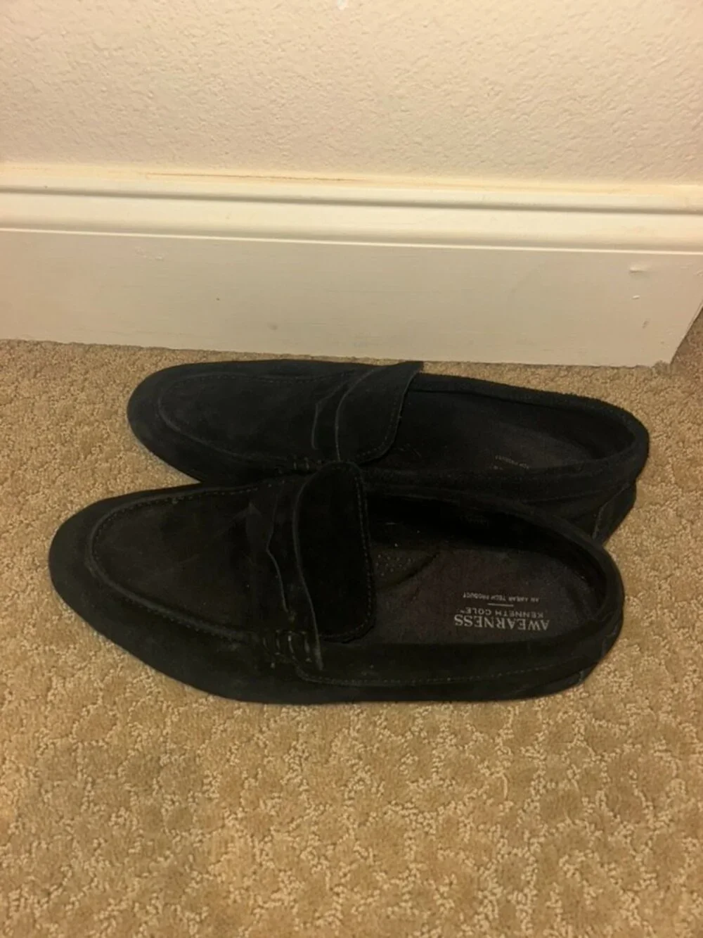 AWEARNESS Kenneth Cole Black Suede Penny Loafers Men's 10.5
